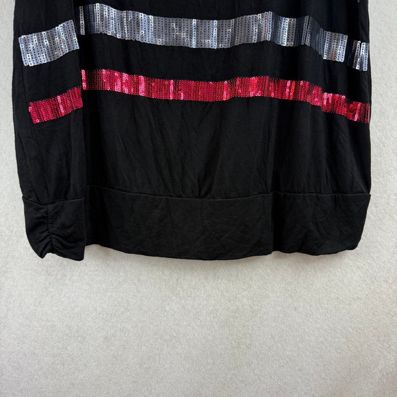 Torrid Women's Black Sequin Grey Red Stripes Top‎ 4X Party Feminine Night Out - Picture 6 of 6